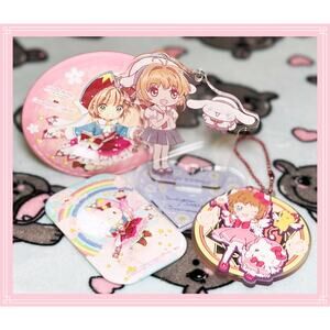 Sanrio x Cardcaptor Sakura Hello Kitty Anime Kuji Badge Charm Stand Puroland Lot